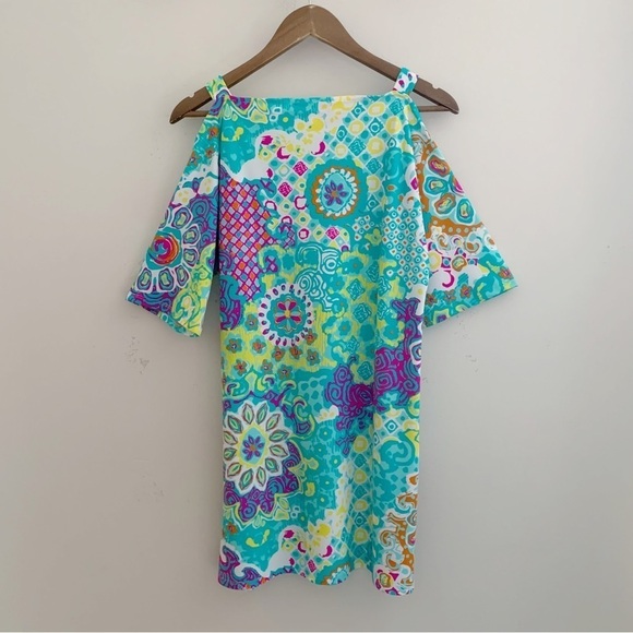 Jude Connally Cold Shoulder Shift Dress XS Jude Cloth Mixed Print - Picture 3 of 6